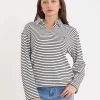 ALFIE STRIPE LS POLO CHALK/BLACK