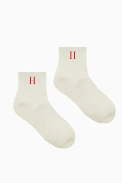 ANKLE RIB SOCK/EDITORIAL CHALK