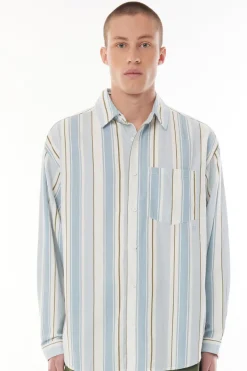 BLUE LINES CUBE SHIRT CHILL BLUE