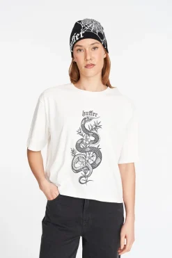 BOXY TEE 220/SNAKED CHALK