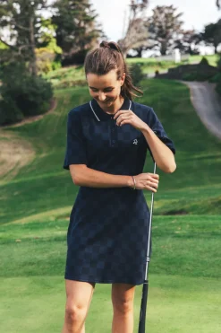 CHECK POLO DRESS NAVY