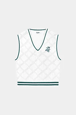DIAMOND CROP VEST CHALK