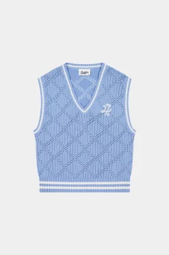 DIAMOND CROP VEST CLUB BLUE