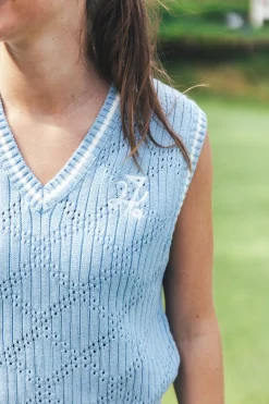 DIAMOND CROP VEST CLUB BLUE