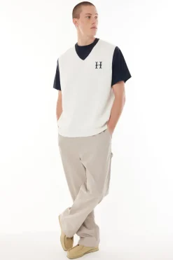 RACQUET KNIT VEST CHALK/MIDNIGHT