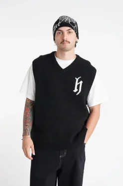 TEXTURA KNIT VEST BLACK