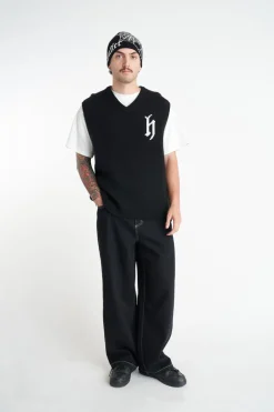 TEXTURA KNIT VEST BLACK