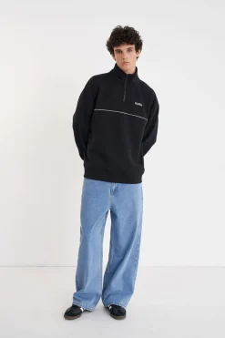 TWO TONE 1/4 ZIP BLACK