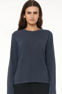 WAFFLE LS RELAX TEE/H-LOCK ASPHALT
