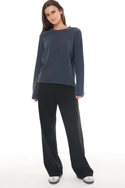 WAFFLE LS RELAX TEE/H-LOCK ASPHALT