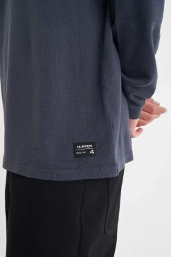 WAFFLE LS SUP TEE ASPHALT