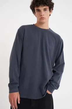 WAFFLE LS SUP TEE ASPHALT