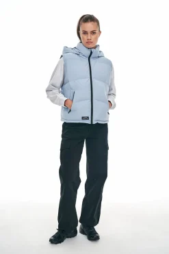 WMNS BLOCK DOWN VEST SMOKEY BLUE